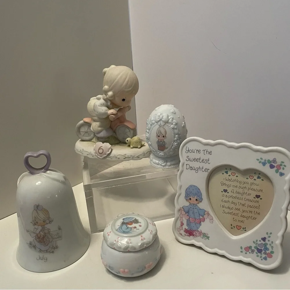 Vintage‎ Precious Moments Items Lot Of 5 Bell,Box,Frame,Egg,Figurine